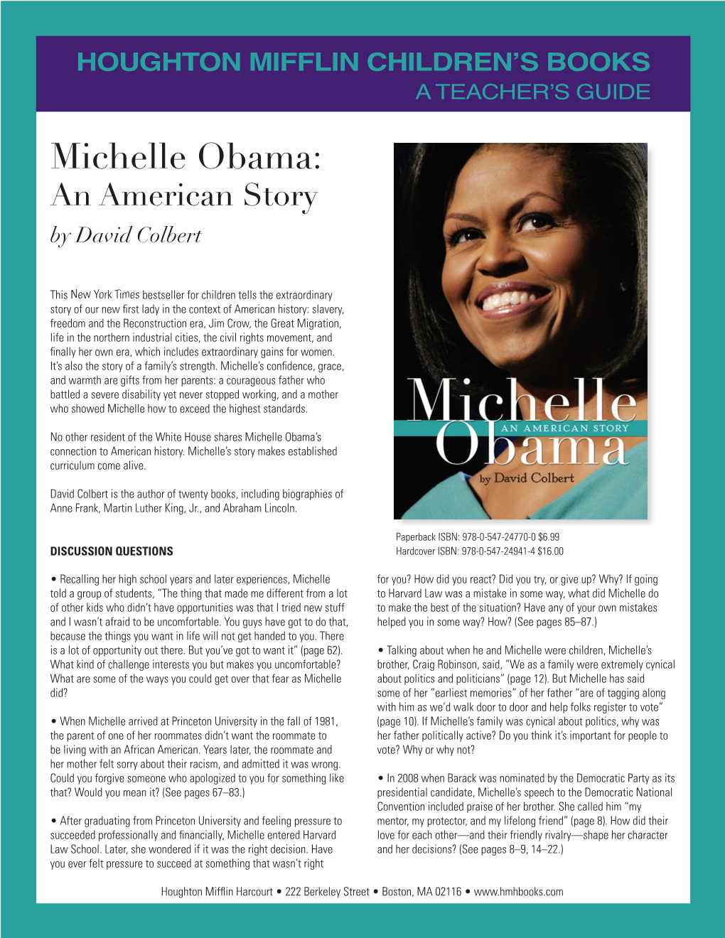 Michelle Obama: an American Story by David Colbert