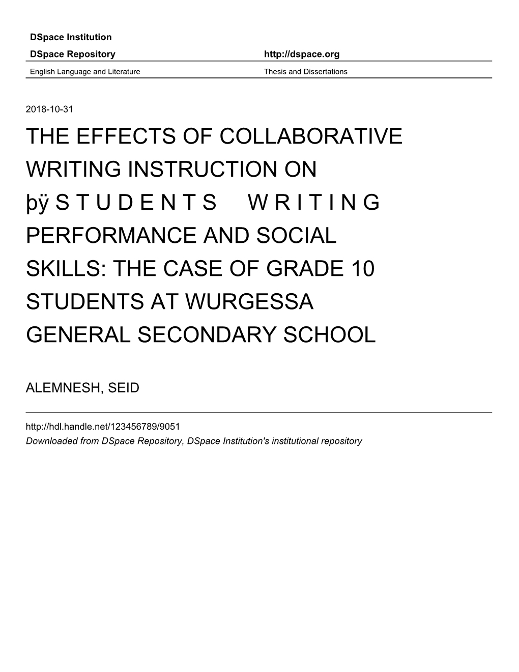 The Effects of Collaborative Writing Instruction