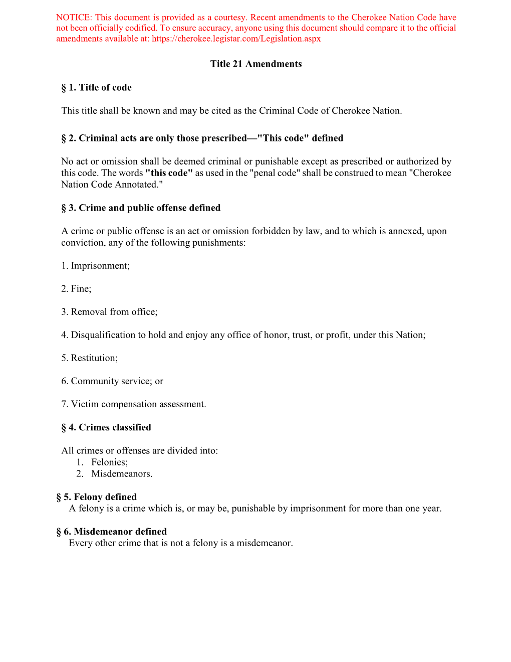 Title 21 Amendments