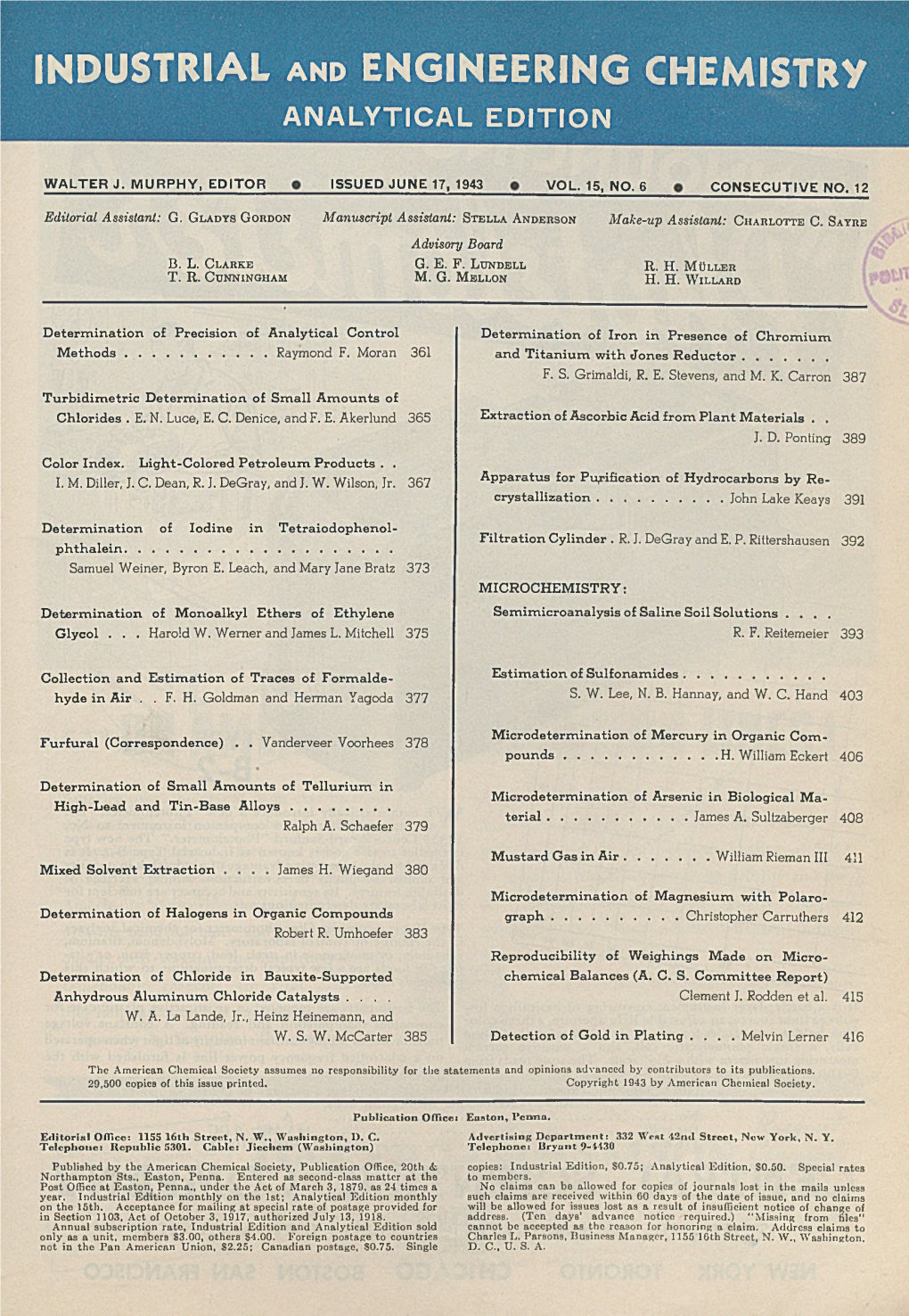 INDUSTRIAL and ENGINEERING CHEMISTRY Vol