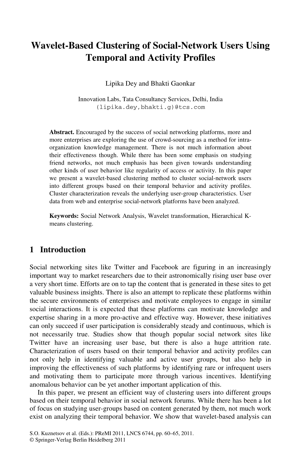 Wavelet-Based Clustering of Social-Network Users Using Temporal and Activity Profiles