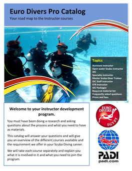 Euro Divers Pro Catalog Your Road Map to the Instructor Courses