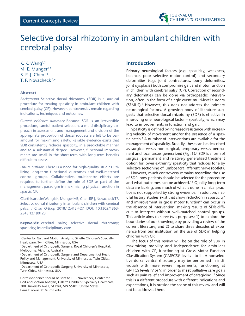 Selective Dorsal Rhizotomy in Ambulant Children with Cerebral Palsy