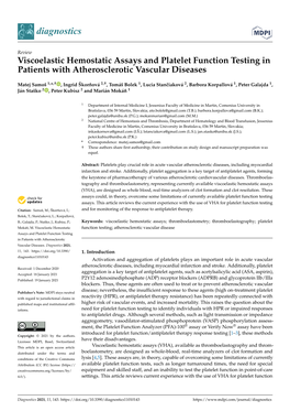 Viscoelastic Hemostatic Assays and Platelet Function Testing in Patients with Atherosclerotic Vascular Diseases