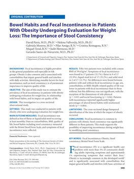 Bowel Habits and Fecal Incontinence In