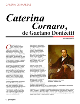 Caterina Cornaro, De Gaetano Donizetti Por Ricardo Marcos