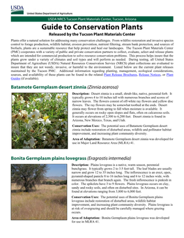 Guide to Conservation Plants Release by the Tucson