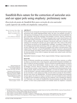 Sundfeld-Reis Suture for the Correction of Auricular Axis and Ear