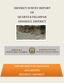 DEPARTMENT of GEOLOGY and MINING DINDIGUL DISTRICT Contents S.No Chapter Page No