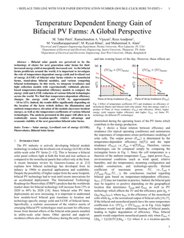 Temperature Dependent Energy Gain of Bifacial PV Farms: a Global Perspective M