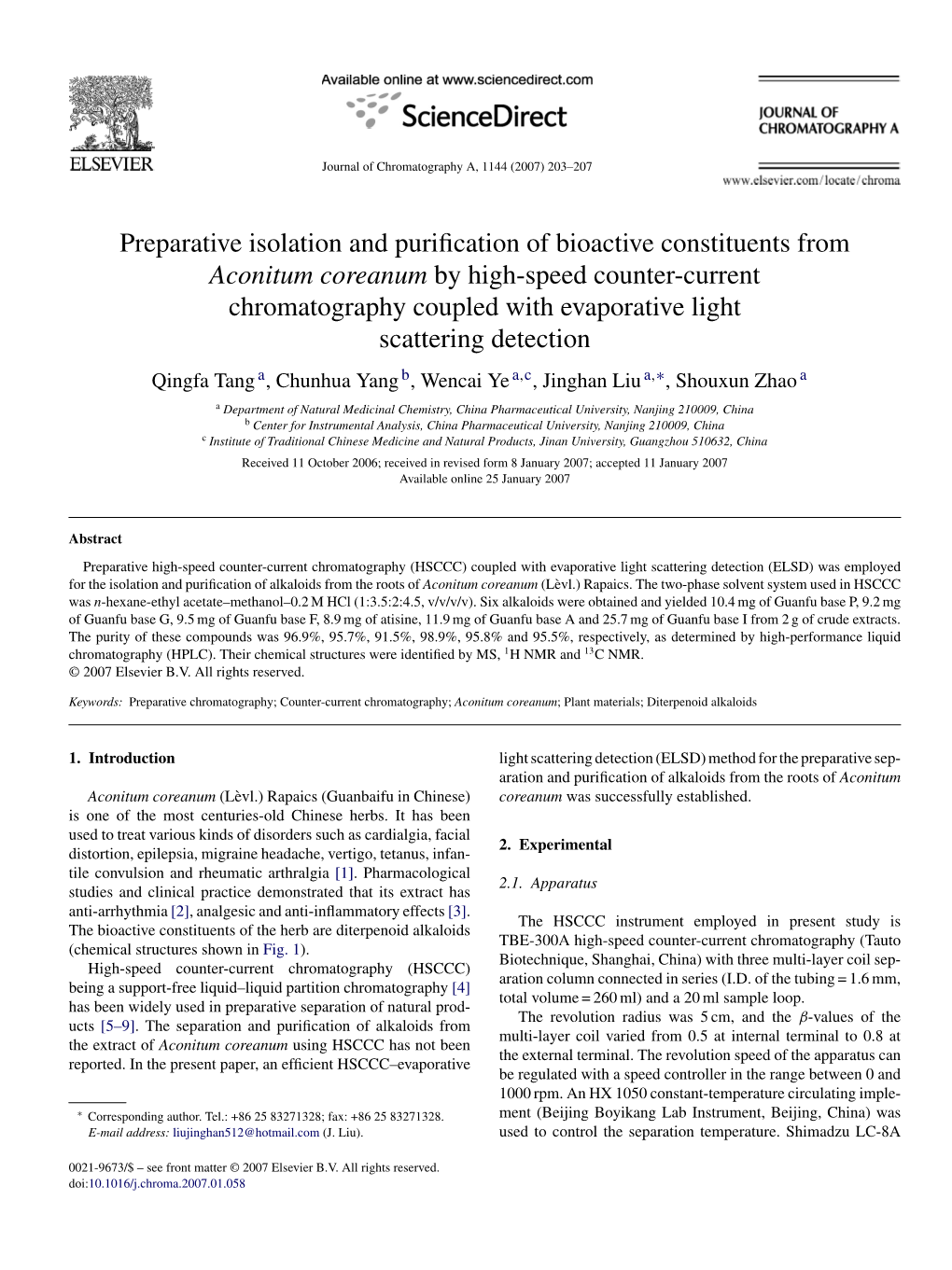 Preparative Isolation and Purification of Bioactive Constituents From