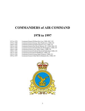 COMMANDERS of AIR COMMAND 1978 to 1997