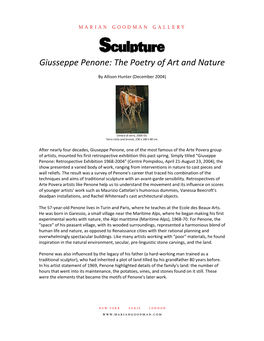 Press Giusseppe Penone: the Poetry of Art and Nature Sculpture