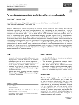 Pyroptosis Versus Necroptosis: Similarities, Differences, and Crosstalk