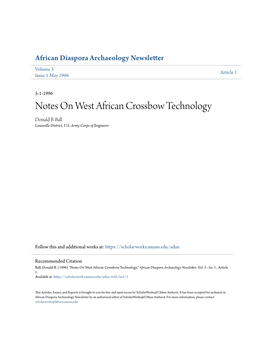 Notes on West African Crossbow Technology Donald B