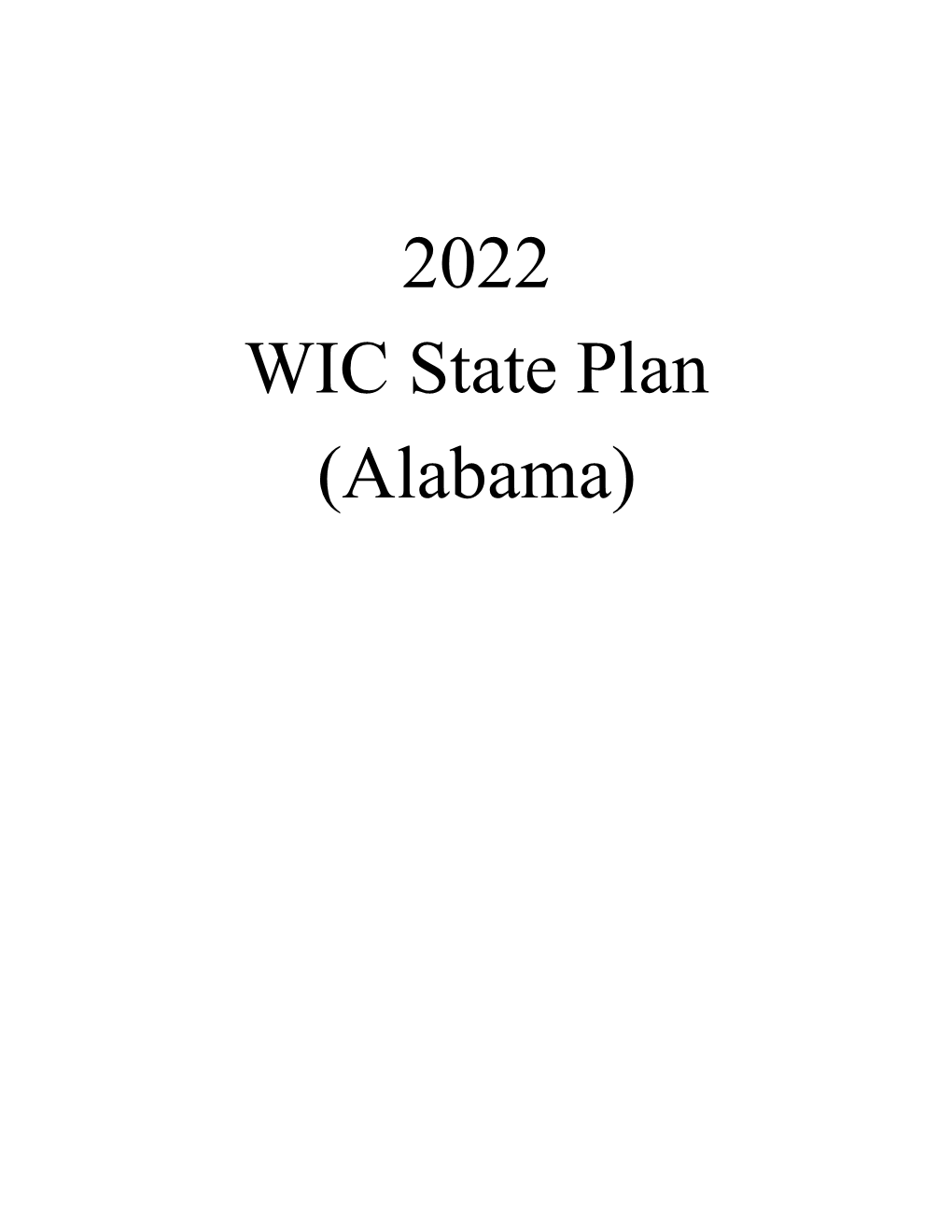 2022 WIC State Plan (Alabama)