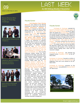 LAST WEEK 09 an IIM Shillong Weekly E-Newsletter 22Nd to 28Th March 2010