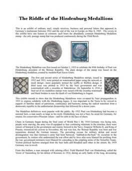 The Riddle of the Hindenburg Medallions