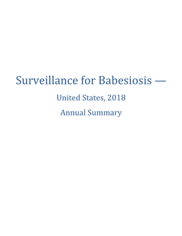 Surveillance for Babesiosis — United States, 2018