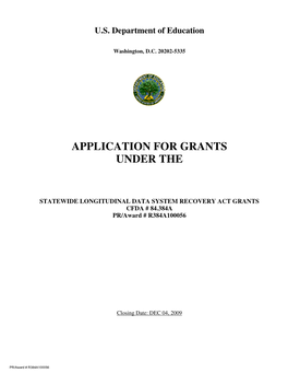 Application for Grants Under The