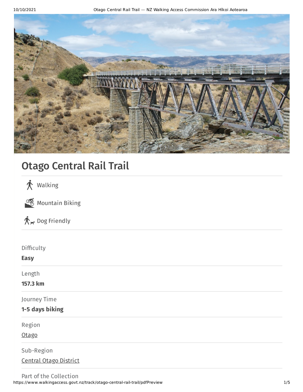 Otago Central Rail Trail — Nz Walking Access Commission Ara Hīkoi Aotearoa Docslib 