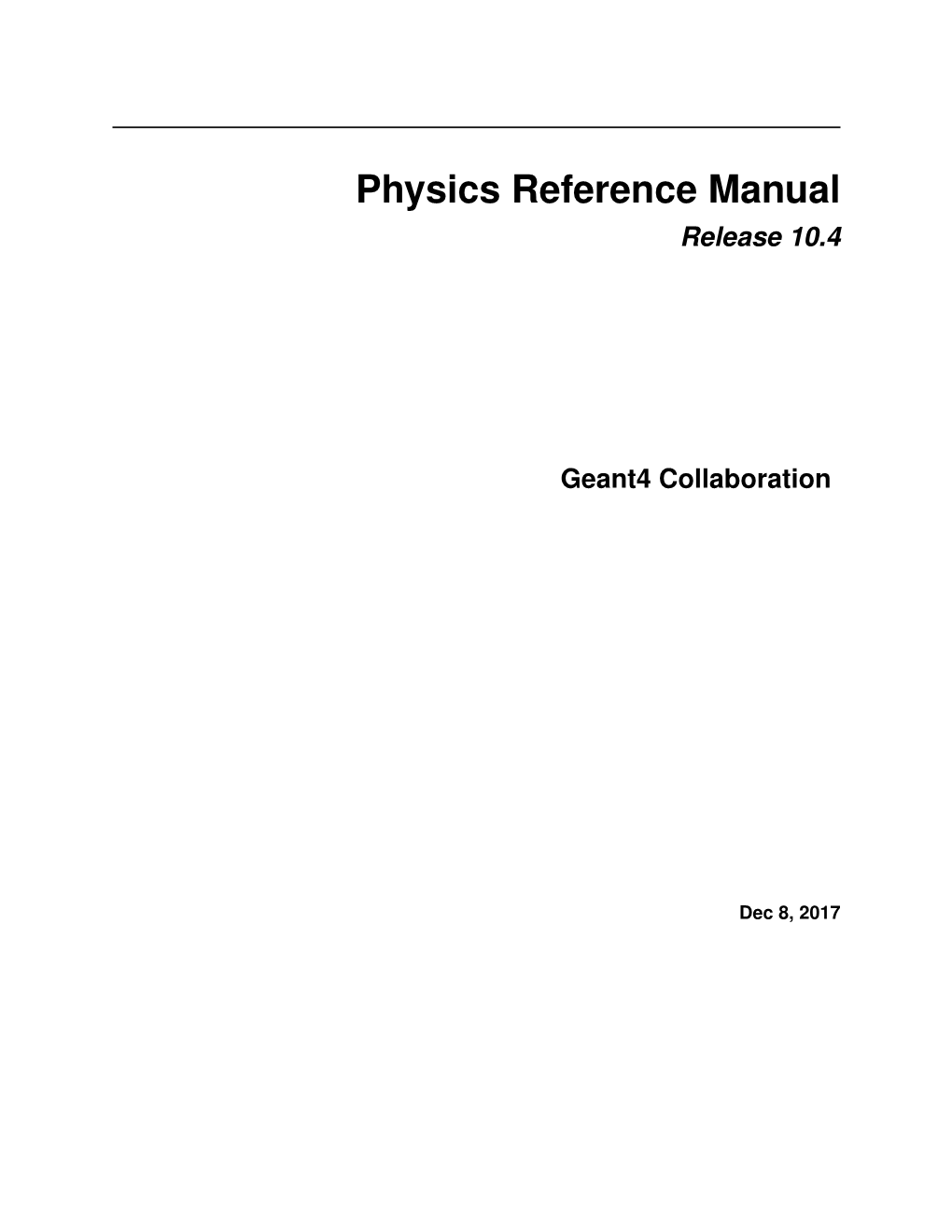 Physics Reference Manual Release 10.4