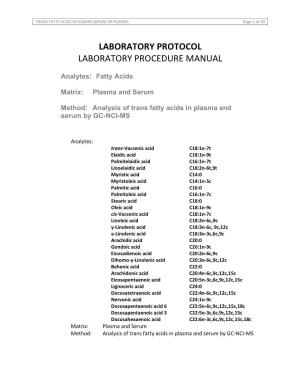 Laboratory Protocol Laboratory Procedure Manual