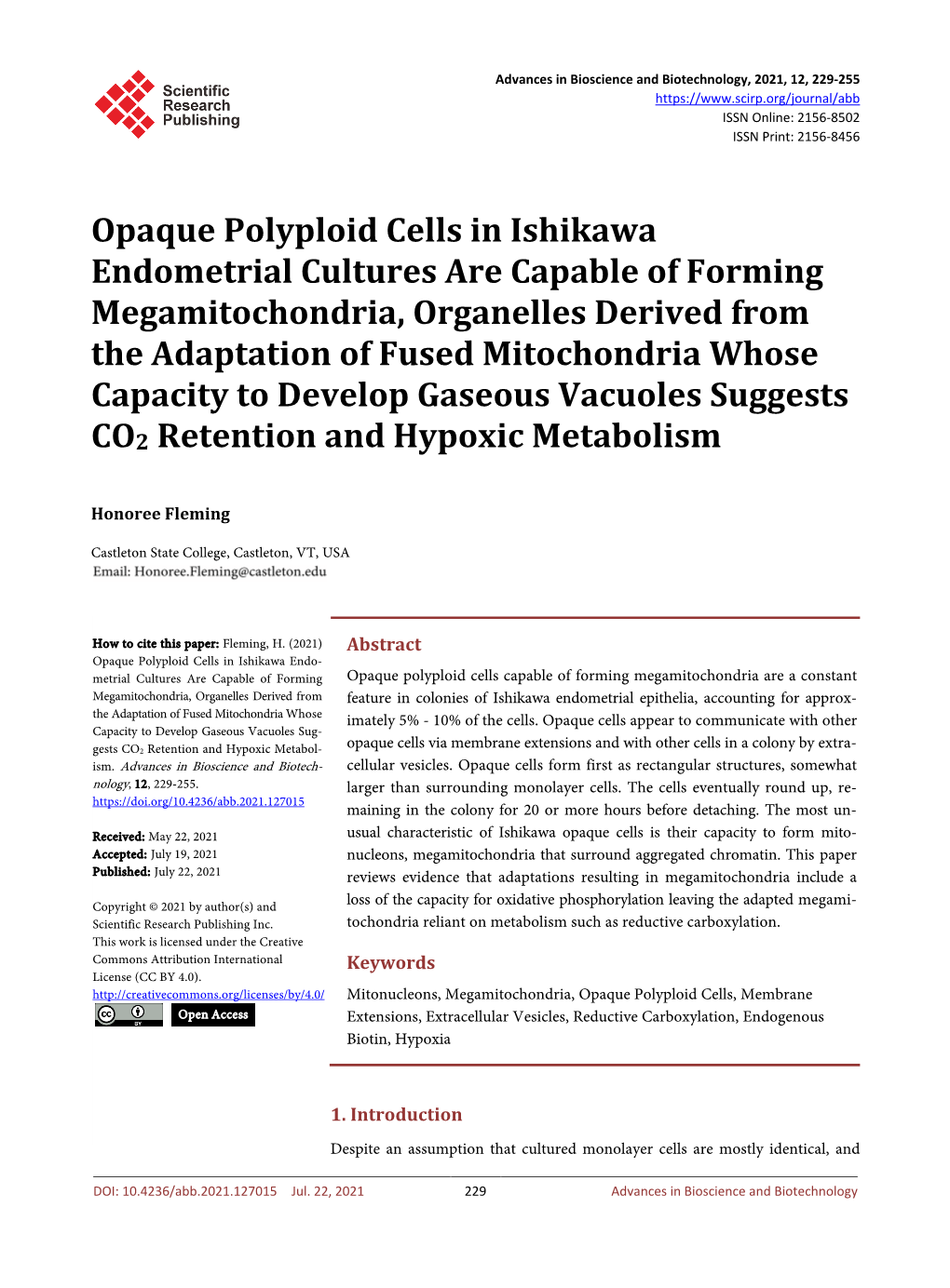 Opaque Polyploid Cells in Ishikawa Endometrial Cultures Are Capable