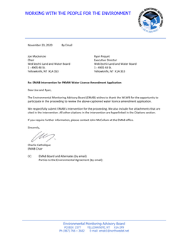 Diavik Diamond Mines’ Water Licence W2015L2-0001 Amendment Proceeding