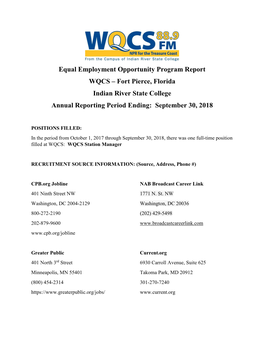 WQCS EEO Report 2018