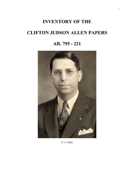 Clifton Judson Allen Papers Ar 795 –