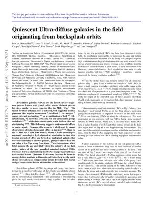 Quiescent Ultra-Diffuse Galaxies in the Field Originating from Backsplash