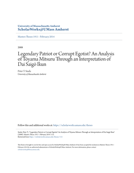 Legendary Patriot Or Corrupt Egotist? an Analysis of Tōyama Mitsuru Through an Interpretation of Dai Saigō Ikun Peter T
