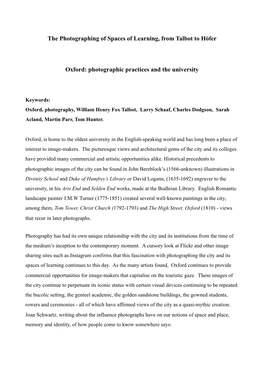 Photographic Practices and the University