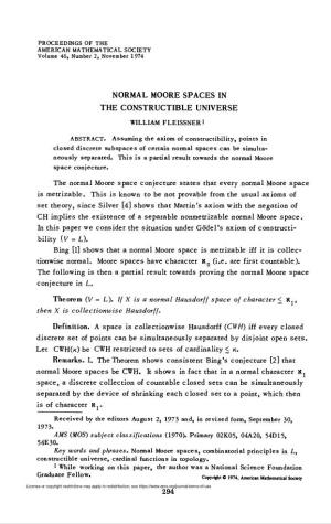 Normal Moore Spaces in the Constructible Universe 295