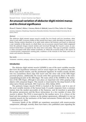 An Unusual Variation of Abductor Digiti Minimi Manus and Its Clinical Significance