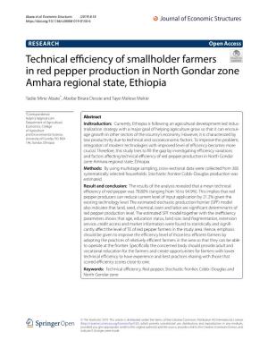 Technical Efficiency of Smallholder Farmers in Red Pepper Production In