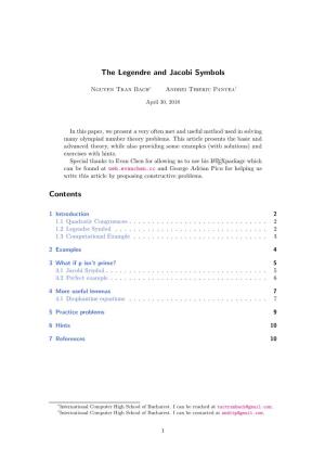The Legendre and Jacobi Symbols Contents