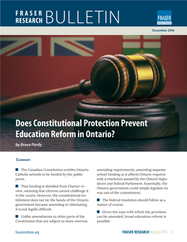 Does Constitutional Protection Prevent Education Reform in Ontario? by Bruce Pardy