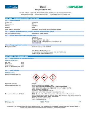 Silane Safety Data Sheet
