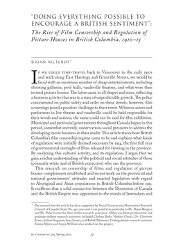 The Rise of Film Censorship and Regulation of Picture Houses in British Columbia, 1910–15