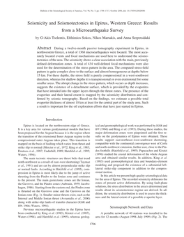 Seismicity and Seismotectonics in Epirus, Western Greece: Results from a Microearthquake Survey