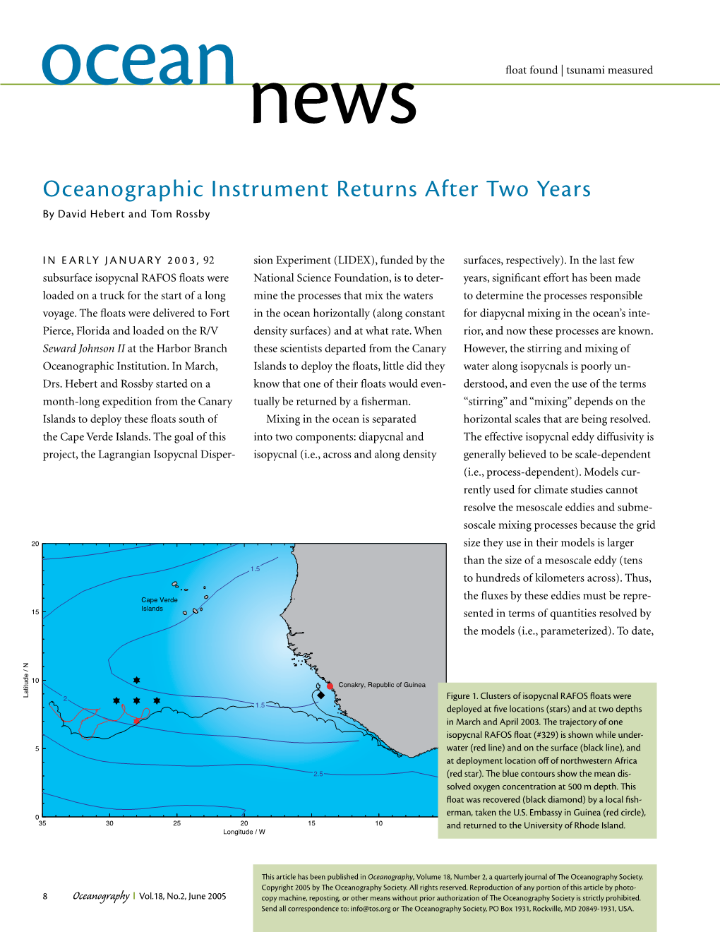 Oceanographic Instrument Returns After Two Years by David Hebert and Tom Rossby