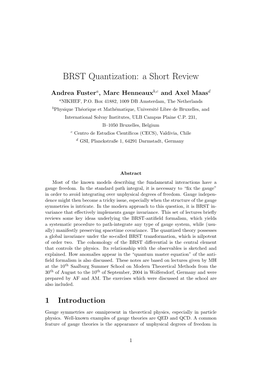 BRST Quantization: a Short Review