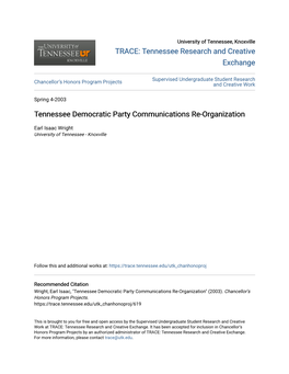 Tennessee Democratic Party Communications Re-Organization