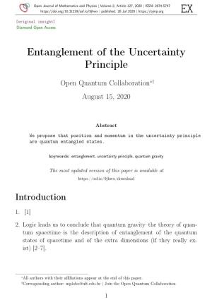 Entanglement of the Uncertainty Principle