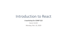 Introduction to React.Js