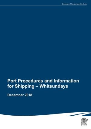 Port Procedures and Information for Shipping – Whitsundays