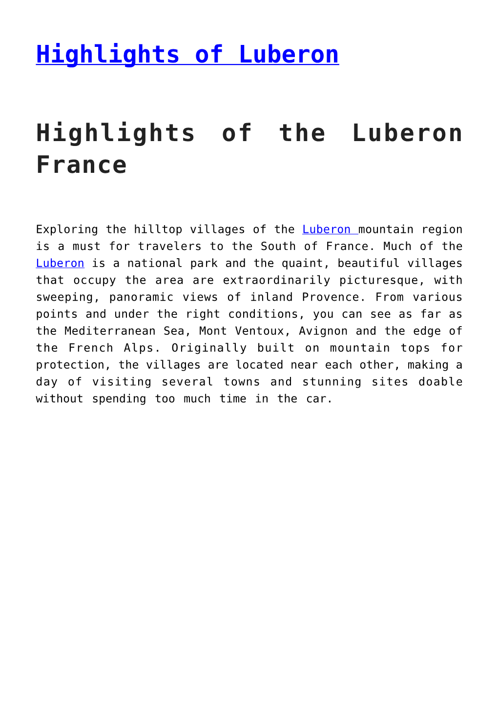 Highlights of Luberon