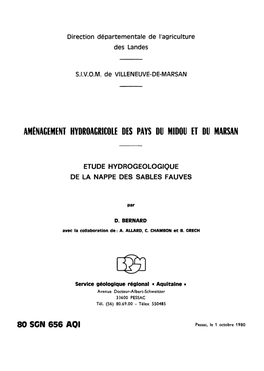 Aménagement Hydroagricole Des Pays Du Midou Et Du Marsan